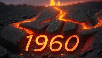 Erupting Lava Formation with Year 1960