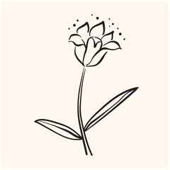 Tulips flower With illustration style doodle and line art