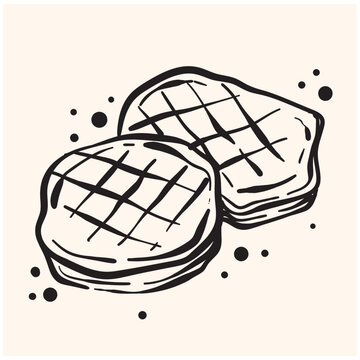 recommend clip art: Barbecue grill With illustration style doodle and line art