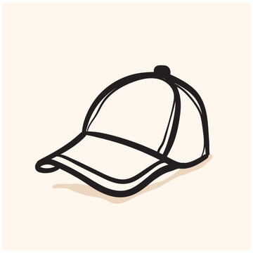 recommend clip art: Baseball cap With illustration style doodle and line art