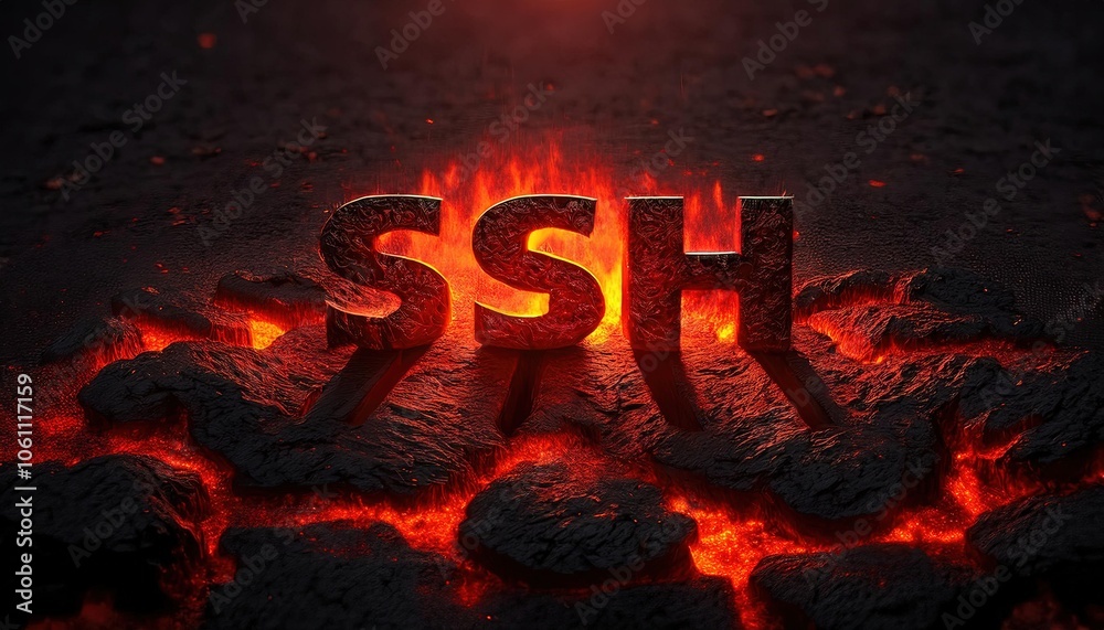 Poster ssh protocol concept with lava background