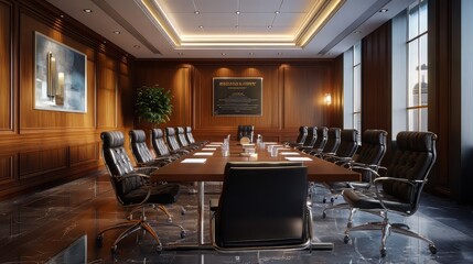 Elegant, boutique consulting firm office featuring private client meeting rooms and architectural conference rooms. Ultra-realistic, hypermaximalist, 8K fine-detail advertising photography