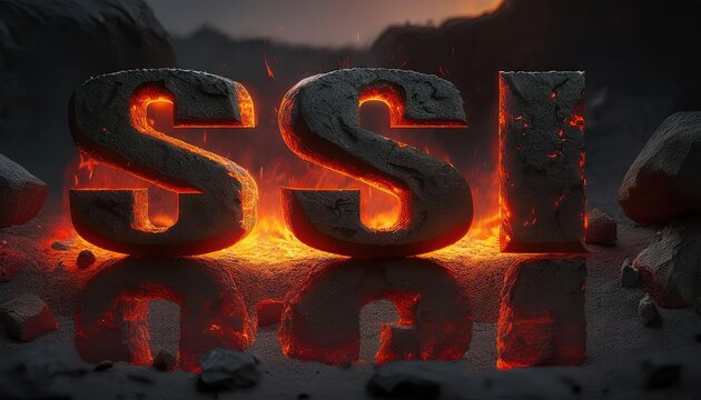 Illuminated Stone Letters Forming SSI Logo