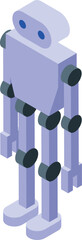Futuristic robot standing, showcasing advanced technology and artificial intelligence in isometric projection