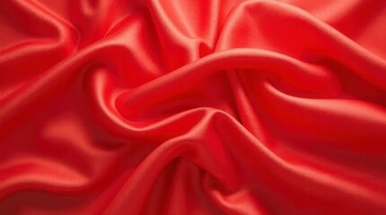 Obraz premium Red Silk Fabric Draped Elegantly Isolated on White Background Luxurious Textile