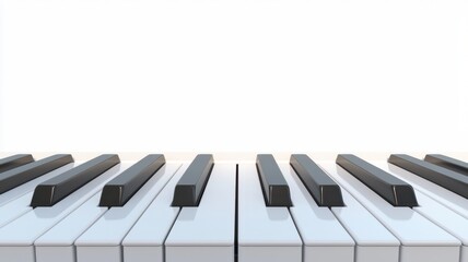 A close-up view of piano keys against a white background, highlighting the contrast between the...