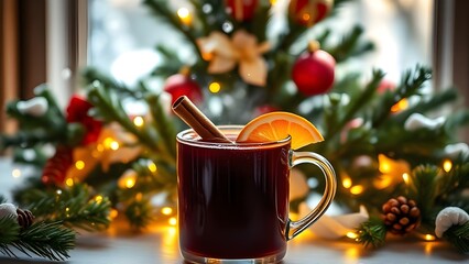 Festive Mulled Wine with Spices and Citrus Garnish for Holiday Cheer