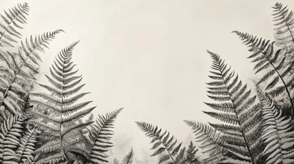 Naklejka premium Enchanting Fern Foliage in Monochrome Wonder