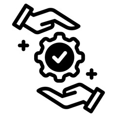 hand holding gear like implementation icon