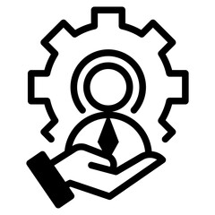 Man in gear icon. Man and cog sign. Vector illustration.