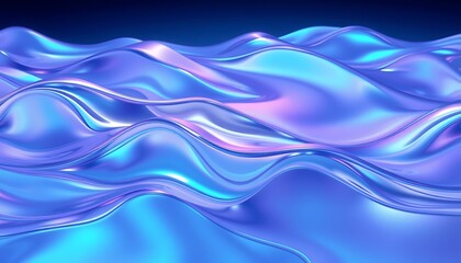 Fototapeta premium Flowing, iridescent waves shift in color from teal to violet as they ripple across the canvas.