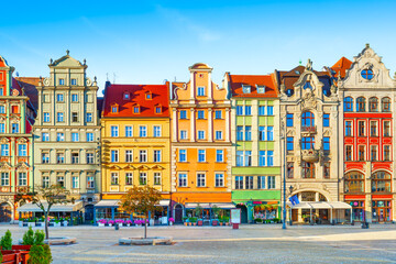 Beautiful view of the old town and market square. Wroclaw, Poland