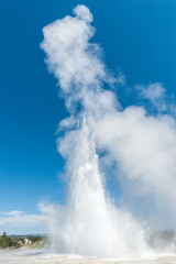 Eruption of the Great Fountain Geyser in Yellowstone National park.