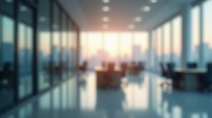 Fototapeta premium Abstract Blurred Office Interior with Defocused Effect Ideal for Business Background Concept