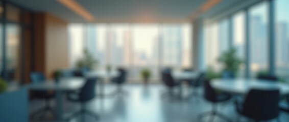 Obraz premium Abstract Blurred Office Interior with Defocused Effect Ideal for Business Background Concept