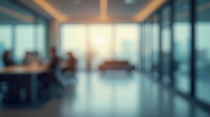 Abstract Blurred Office Interior with Defocused Effect Ideal for Business Background Concept