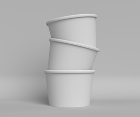 White matte Ice Cream cup mockup one over another in white background	
