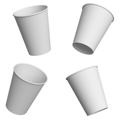 Paper Cups Mockup in different angles without background