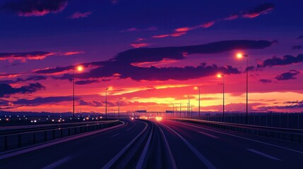 Stunning Sunset on the Highway: A Breathtaking Journey through the Sky