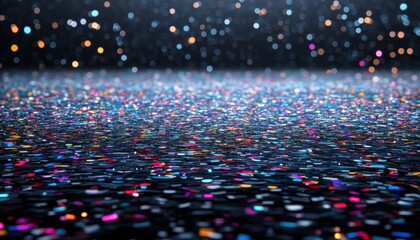 Fototapeta premium Sparkling Confetti Background, Festive Celebration, Glimmering Party Decor, Abstract Glitter Texture, Elegant Design, Colorful Sparkle, Shimmering Lights, Bokeh Effect, Magical Atmosphere, Holiday