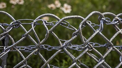 Chain link fence close up