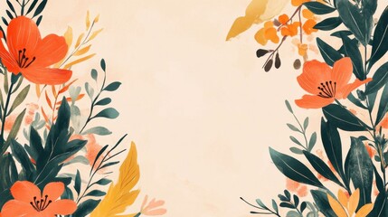 Vibrant Floral Nature Background with Colorful Blooming Flowers