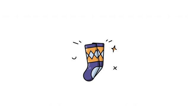 winter socks animated icon illustration motion graphic design