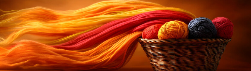 Colorful Yarn Balls in a Basket, balls of yarn, yarn skein, skeins of yarn, wool, wool ball