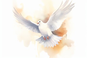 A white dove in flight, symbolizing peace.