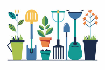  Garden tools set illustration isolated background white each are separate