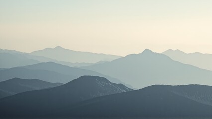 Obraz premium Generative AI, Minimalist Aerial View of Serene Mountain Ranges with Soft Cloud Layers