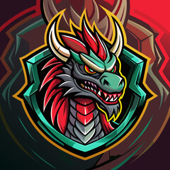 A contemporary dragon logo designed for modern esports teams, combining sharp colors and fierce imagery for superior branding