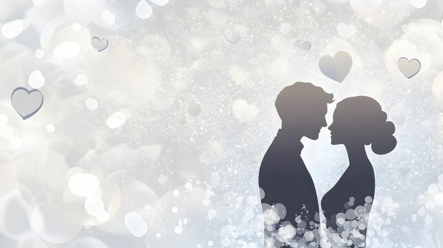 best silver color abstract romance background with wedding couple 