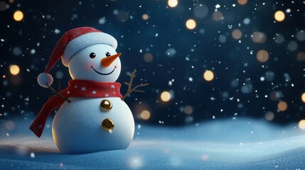 Fototapeta premium Cute snowman. Winter holiday theme.