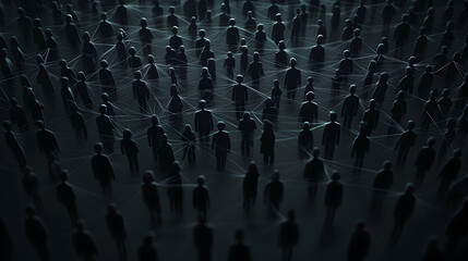 Obraz premium Connected Silhouettes, network, connection, community, people, crowd