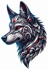 Obraz premium TRIBAL TATOO トライバル タトゥ 狼 wolf