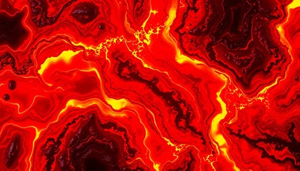 A vivid display of flowing reds and oranges, mimicking the texture of molten lava. 