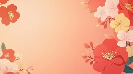 Obraz premium Vibrant Floral Pattern on Peach Background