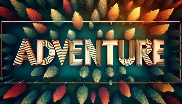 Adventure word made from outdoor wilderness treetop lettering