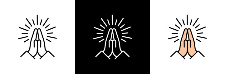 Praying hands icon on white illustration vector 10 eps.