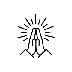 Hands folded in prayer line icon. Editable stroke Outline hands folded in prayer vector icon for web design isolated on white background, vector.