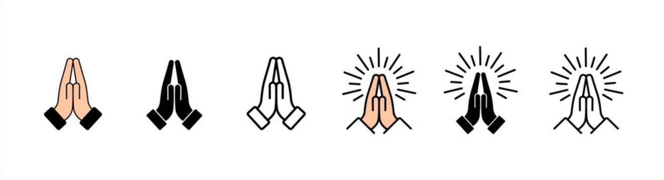 Folded hands. Pray icon, gratitude symbol, vector 10 eps.