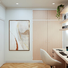 Interior renderings of Casa Juana, an apartment that shows a remodeling mixing classic and modern...