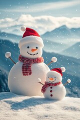 Fototapeta premium Cute snowman. Winter holiday theme.