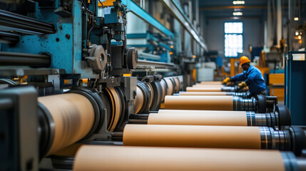 Naklejka premium Industrial Paper Roll Production Factory Machine