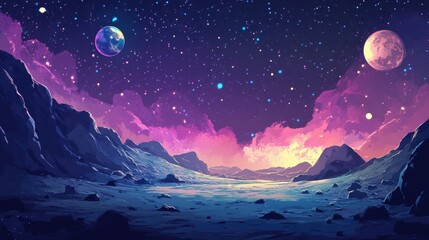 Enchanting Cosmic Landscape: Celestial Wonders Unfold
