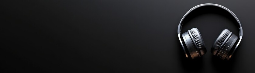 Black Headphones on a Dark Surface