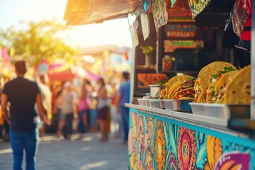 Colorful Food Truck Serving Delicious Tacos