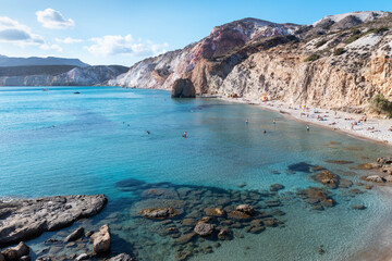 Long beach in Milos, Cyclades Islands. Greece.
