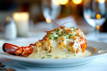 Elegant Lobster Thermidor Plated Delightfully
